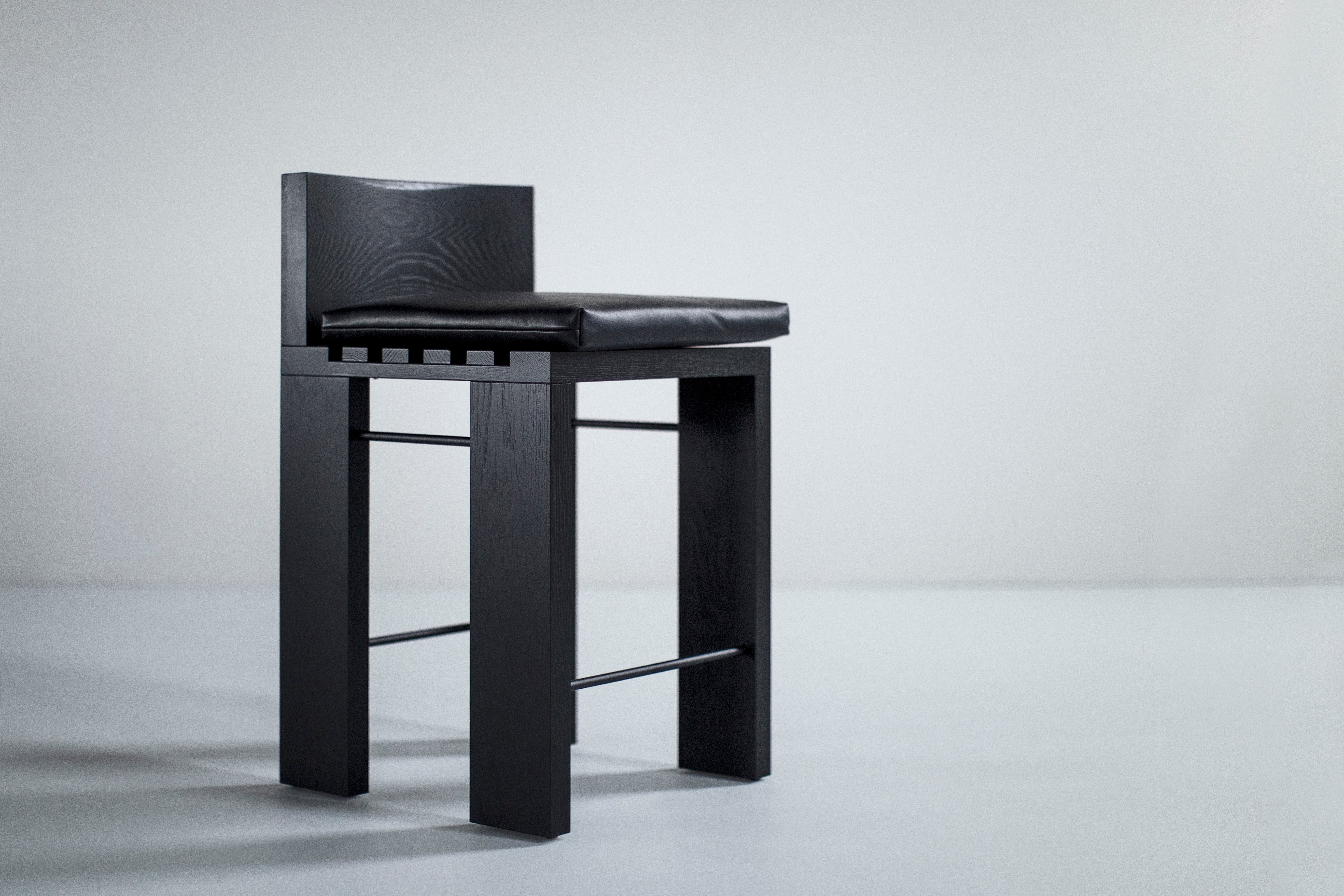 Black Chile Counter Stool Black Leather, Image 2