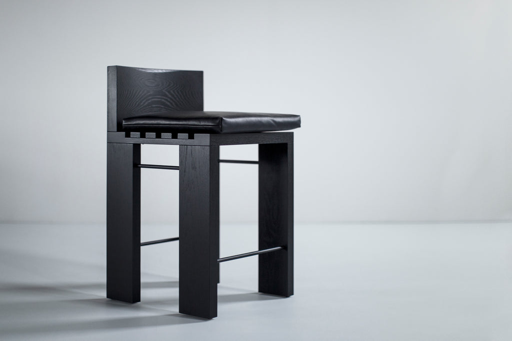 Black Chile Counter Stool Black Leather, Image 2