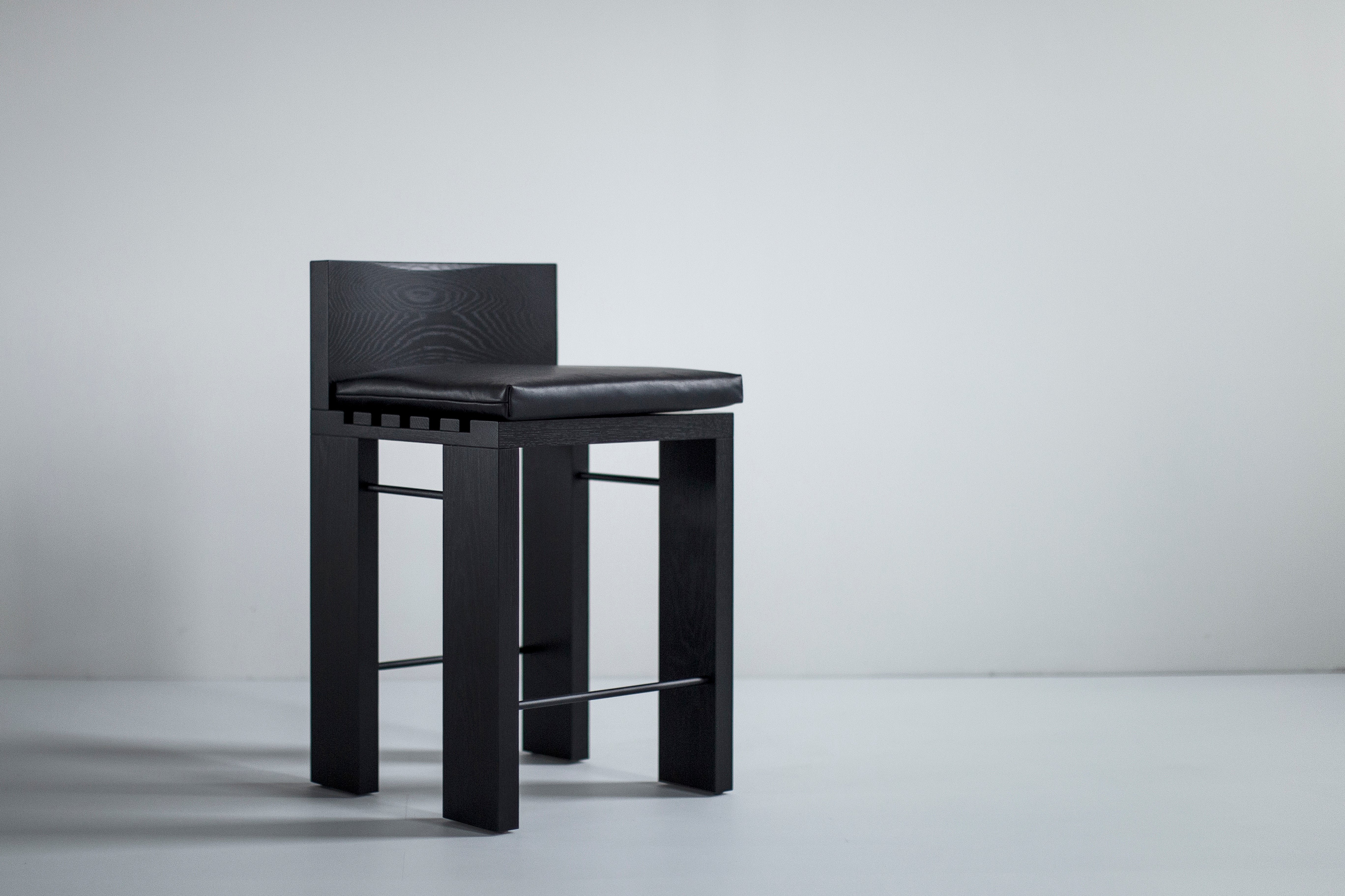Black Chile Counter Stool Black Leather, Image 8