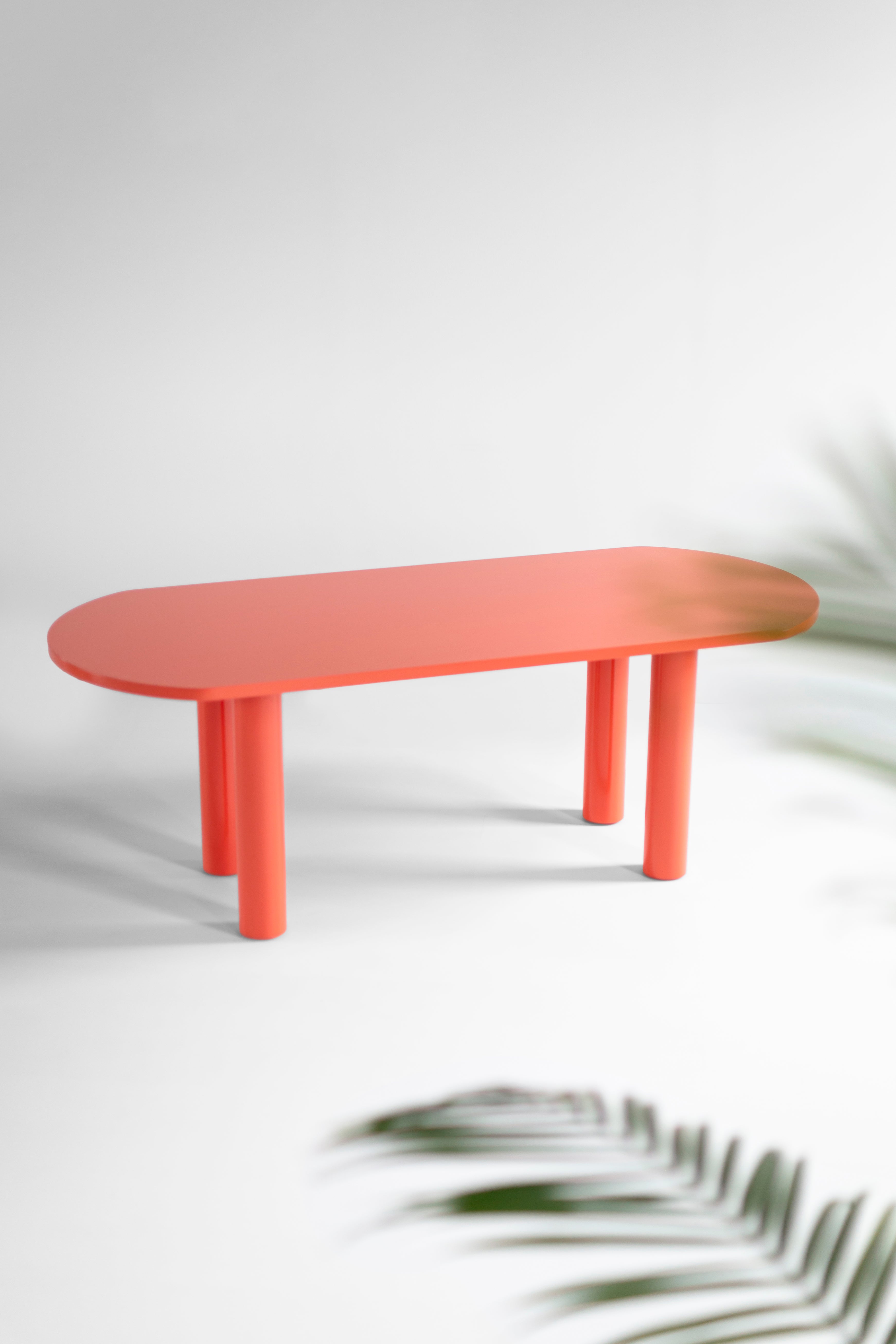 Cava Dining Table Bright Coral Lacquer, image 3