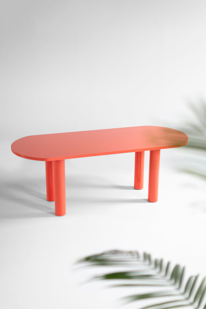 Cava Dining Table Bright Coral Lacquer, image 3