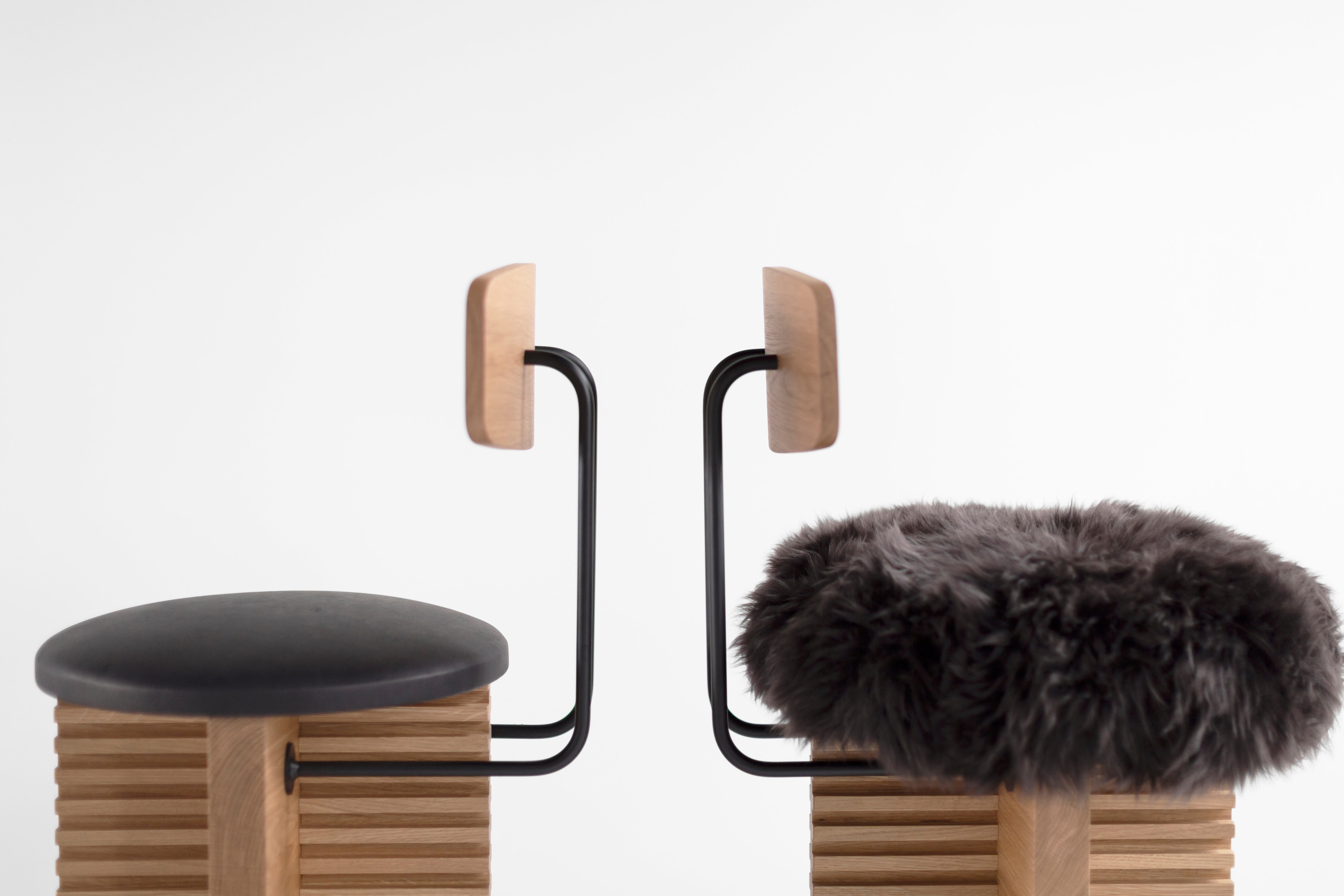  Cicely Bar Stool Backrest White Oak Sheepskin, image 6