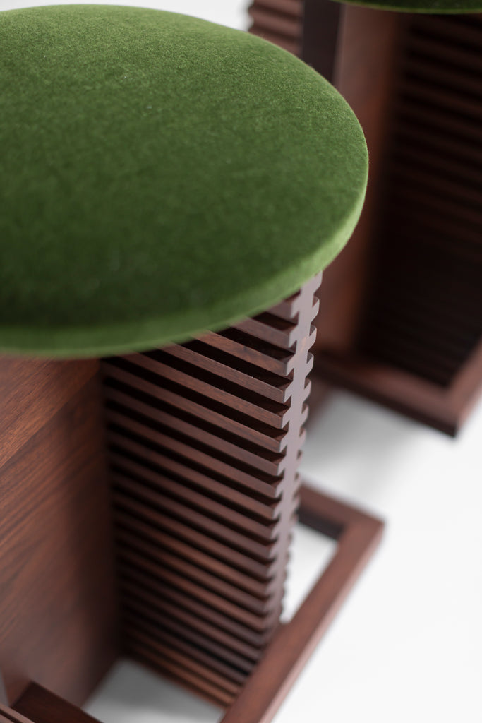 Cicely Counter Stools Walnut Green Mohair, image 2