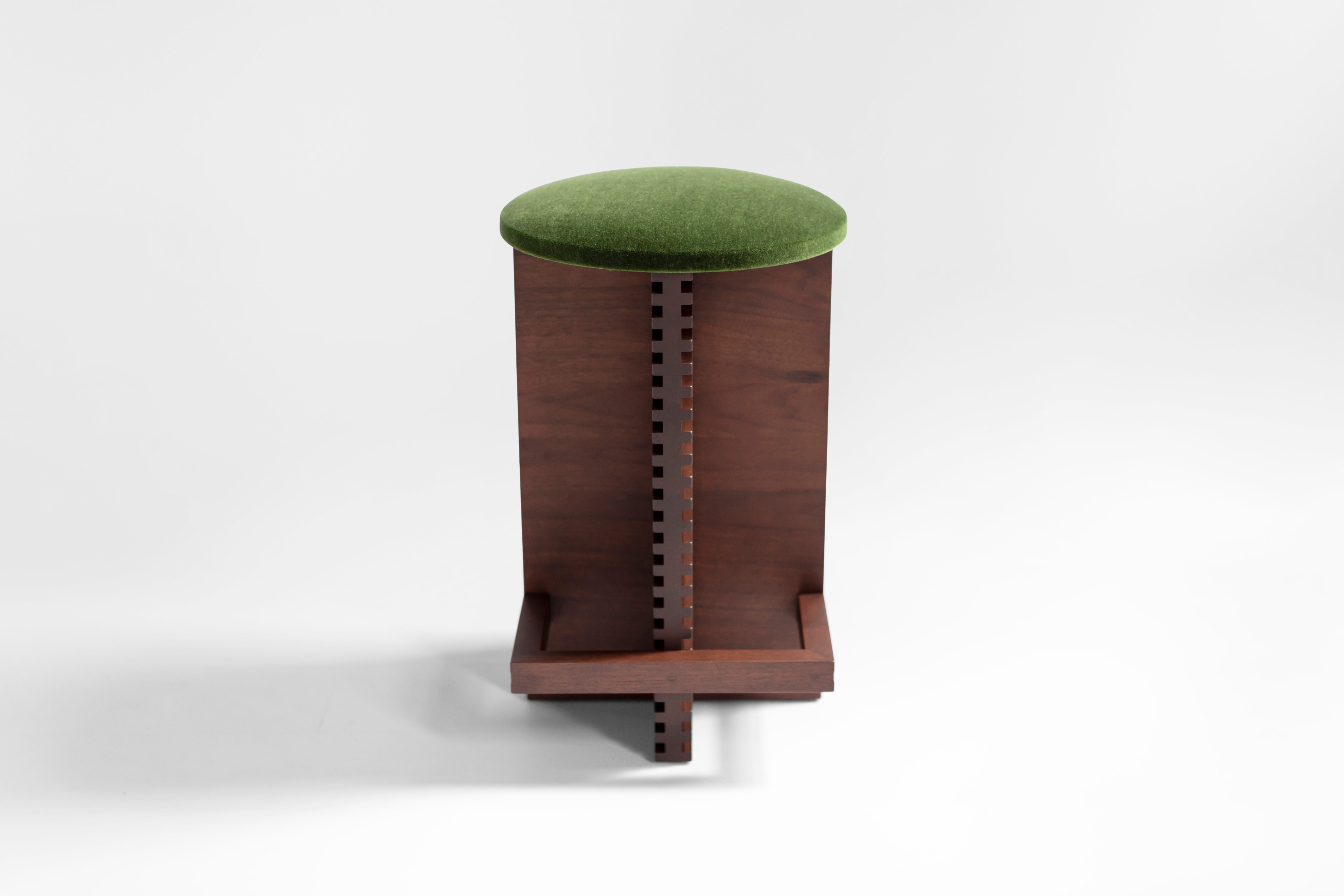 Cicely Counter Stools Walnut Green Mohair, image 4