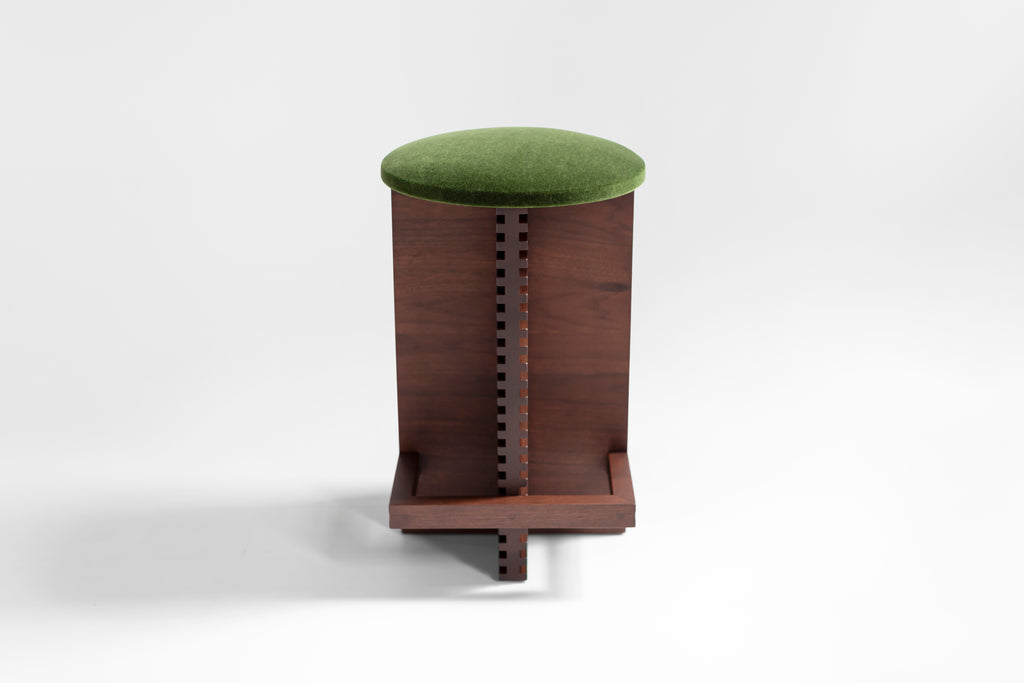 Cicely Counter Stools Walnut Green Mohair, image 4