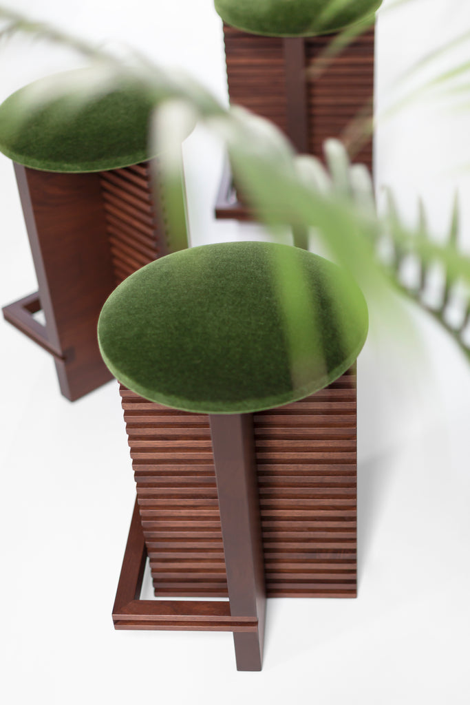 Cicely Counter Stools Walnut Green Mohair, image 7