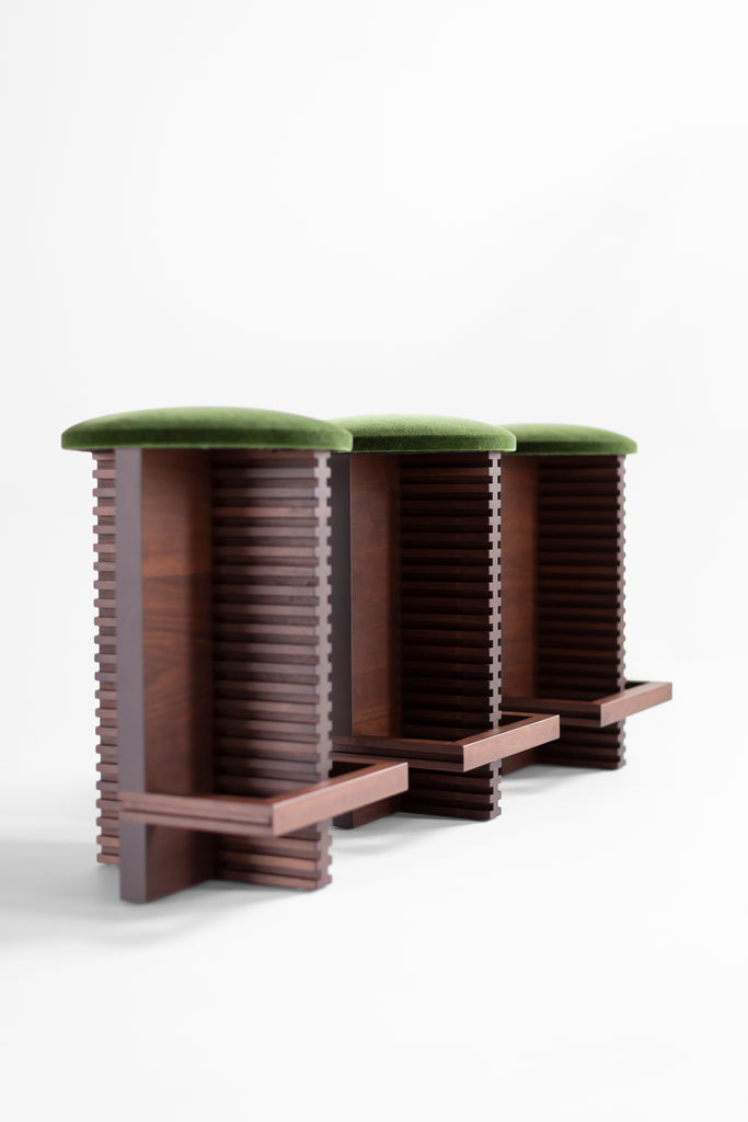 Cicely Counter Stools Walnut Green Mohair, image 8