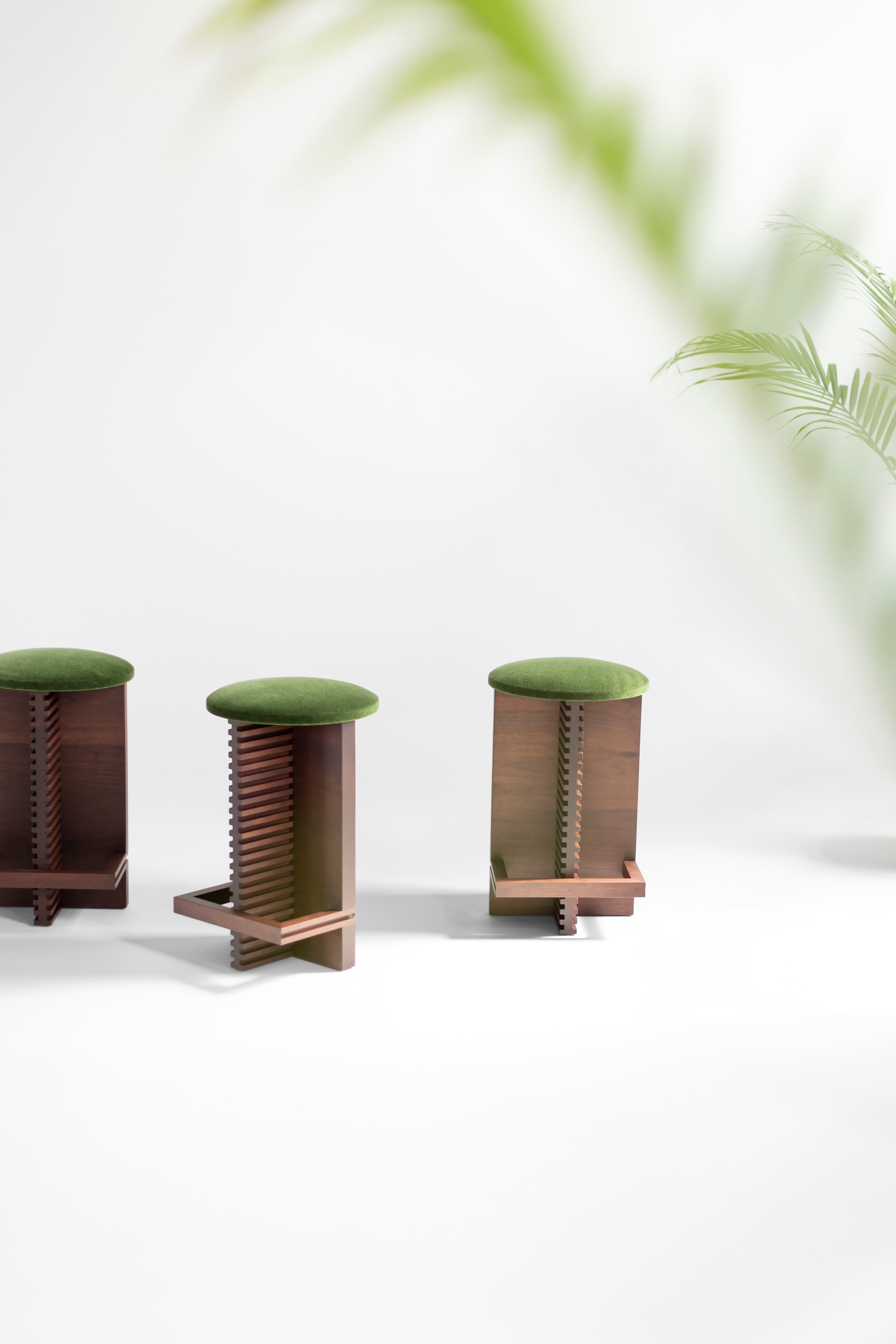 Cicely Counter Stools Walnut Green Mohair, image 10